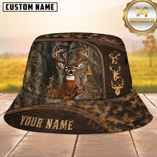 Maxcorners Deer Hunting Fukin Camo Forest Personalized Name 3D Bucket Hat