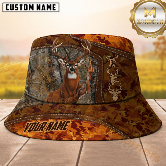 Maxcorners Deer Hunting Fukin Camo Forest Personalized Name 3D Bucket Hat