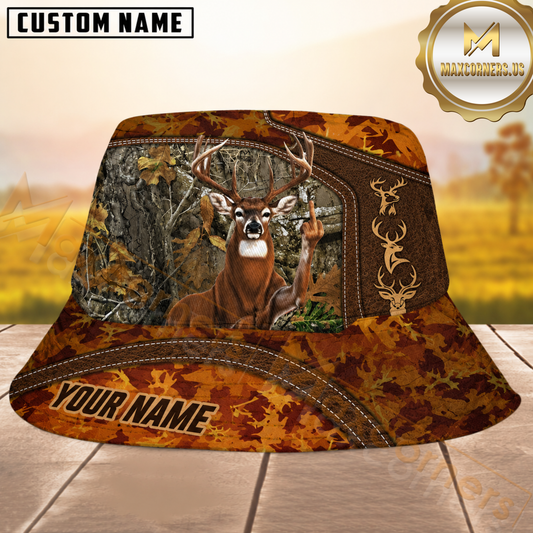 Maxcorners Deer Hunting Fukin Camo Forest Personalized Name 3D Bucket Hat