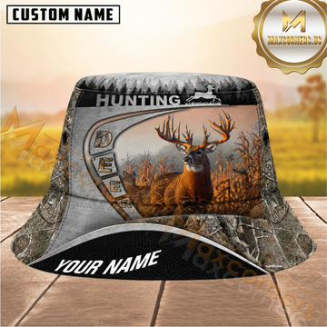 Maxcorners Deer Hunting Camo Personalized Name 3D Bucket Hat