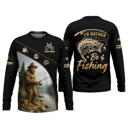 Maxcorners I'd Rather Be Fishing, Bigfoot Fishing SPF Shirt, Fishing Jersey, Gift For Fisherman