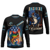 Maxcorners American Hooker Fishing UPF Shirts, American Flag Fish Shirt, Long Sleeve Fishing Shirts, Personalized Fishing Gifts