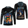 Maxcorners American Hooker Fishing UPF Shirts, American Flag Fish Shirt, Long Sleeve Fishing Shirts, Personalized Fishing Gifts