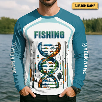 Maxcorners Its In My DNA Fishing Shirt, Fishing Funny Shirt, Long Sleeve Sun Shirts, Gift For Fisherman