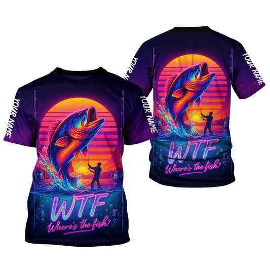Maxcorners WTF Where Is The Fish Mens Fishing UPF Shirts, Long Sleeve Fishing Shirts, Hooded Sun Shirt, UV Shirts For Men