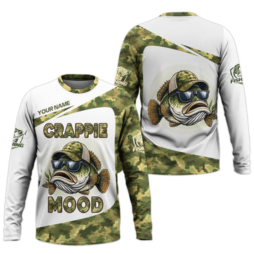 Maxcorners Crappie Mood Camo Fishing Shirt,  SPF Shirts For Men, Gag Gifts For Men, Men Long Sleeve Shirts