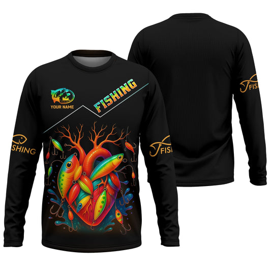 Maxcorners Colorful Fishing Lure UV Shirts For Men, Breathable Long Sleeve Shirt, Hooded Sun Shirt, Mens Casual Shirt