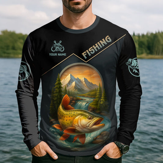 Maxcorners Fish Around Find Trout Fishing Graphic Tees, Hooded Sun Shirt, Personalized Fishing Gifts, UV Shirts For Men