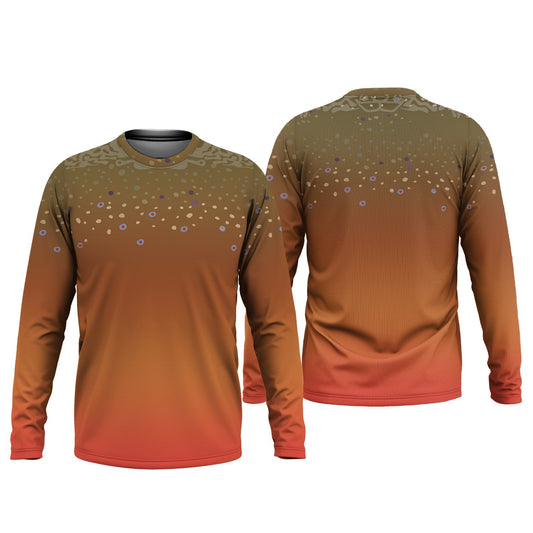 Maxcorners Orange Brook Trout Skin UPF Fishing Shirts, Hooded Sun Shirt, Personalized Fishing Gifts, UV Shirts