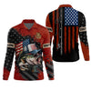 Maxcorners Patriotic Fishing Shirt, Largemouth Bass Fishing SPF Shirt, Fisherman Outfit, Men Long Sleeve Shirt