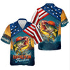 Maxcorners Hooked On Freedom Patriotic Fishing Shirt, Largemouth Bass Fishing SPF Shirt For Men, Men's Fishing Shirt