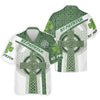 Maxcorners St Patrick's Day Celtic Knotwork Pattern Shamrock Golf Shirt, Polo Shirts For Men, Golf Shirts For Men