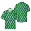 Maxcorners Lucky Four Leaf Clover Golf Ball Pattern Argyle Pattern St Patrick's Day Golf Shirt, Polo Shirts For Men