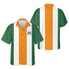 Maxcorners Green Orange White Vertical Stripes St Patrick's Day Golf Shirt, Polo Shirts For Men, Golf Shirts For Men