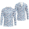 Maxcorners Navy Fish Pattern Fishing UPF Shirts, Men's Fishing Shirts Long Sleeve, Presents For Fishermen