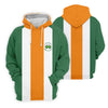 Maxcorners Green Orange White Vertical Stripes St Patrick's Day Golf Shirt, Polo Shirts For Men, Golf Shirts For Men