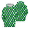 Maxcorners Green And White Lucky Four Leaf Clover Argyle Pattern St Patrick's Day Golf Shirt, Women's Golf Tops