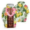 Maxcorners Tan Skin Tropical Muscle Chest Hawaiian Golf Polo Shirt, Women's Golf Tops, Performance Golf Shirt LM1507