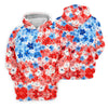 Maxcorners Patriotic Floral Golf Shirt, Red White Blue Blossom Pattern, Golf Shirt For Women LM1507