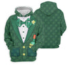 Maxcorners St Patrick's Day Green Shamrock Suit Whiskey Golf Print Golf Shirt, Polo Shirts For Men, Golf Shirts For Men