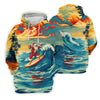 Maxcorners Tropical Surfing Santa Sunset Christmas Golf Shirt, Women's Golf Tops, Hawaiian Golf Shirt LM1507