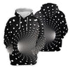 Maxcorners 3D Vortex Golf Shirt, Black White Optical Illusion Tunnel Pattern, Golf Shirt For Women LM1507