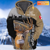Maxcorners Custom Name Hunting Deer Canada Flag Shirt 3D All Over Printed Clothes