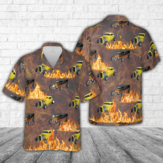 Maxcorners Vintage Hot Rod Flames Hawaiian Shirt