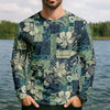 Maxcorners Tribal Aztec Pattern Fishing UPF Shirts, Tropical Floral Men Fishing Shirt, Gift For Fisherman