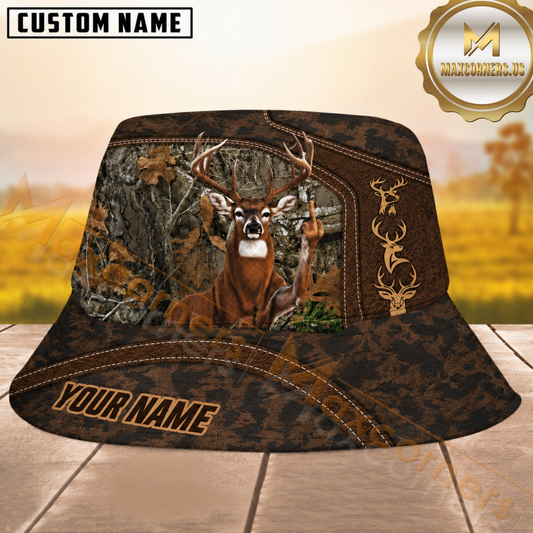 Maxcorners Deer Hunting Fukin Camo Forest Personalized Name 3D Bucket Hat