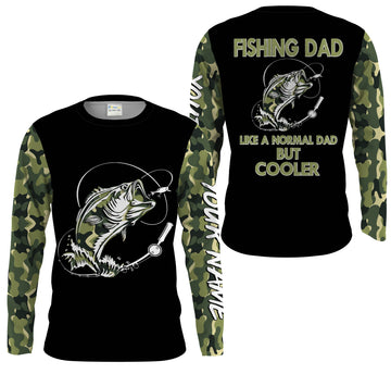 Maxcorners Bass Fishing Dad Like A Normal Dad But Cooler camo Custom long sleeves fishing shirt LM0201