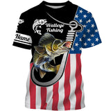 Maxcorners Walleye Fishing American Flag Patriot Customize Name 3D Shirts