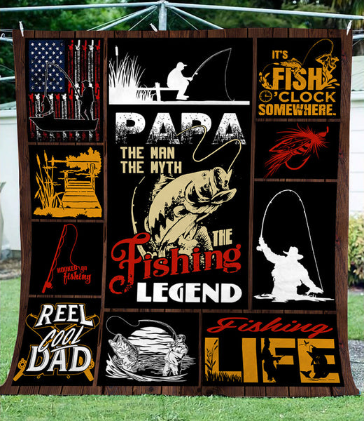 Maxcorners Papa The Man The Myth The Fishing Legend 3D Quilt - Blanket