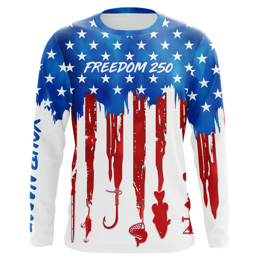 Maxcorners American Freedom 250 UV protection fishing shirt fishing jersey for fisherman