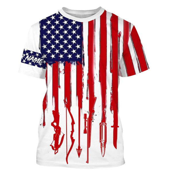 Maxcorners Custom Name American Flag Hunting Tools 3D All Over Printed Clothes