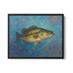 Maxcorners Bass Fishing Art Colorful Painting Fish Art Printed Framed Matte Canvas LM0101