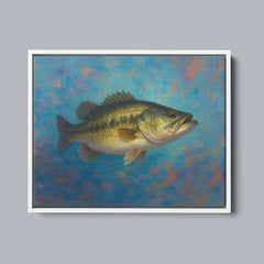 Maxcorners Bass Fishing Art Colorful Painting Fish Art Printed Framed Matte Canvas LM0101