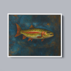 Maxcorners Trout Fishing Art Oil Painting Fish Art Printed Framed Matte Canvas LM0101