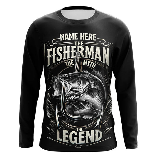 Maxcorners The Fisherman, The Myth, The Legend - Bass Fishing UV Protection Performance Shirt MT2108