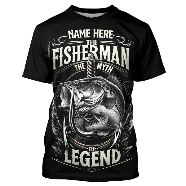 Maxcorners The Fisherman, The Myth, The Legend - Bass Fishing UV Protection Performance Shirt MT2108
