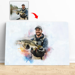 Maxcorners Fishing art canvas custom photo sharing your joy fish art canvas LM0101