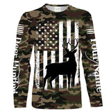 Maxcorners Deer Hunting America Flag Camo Custom Name Shirt 3D All Over Printed Clothes