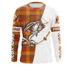 Maxcorners Custom Bass Fishing Fall Orange Plaid Fishing Shirts, Christmas Thanksgiving Fishing gifts LM0201