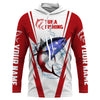 Maxcorners Tuna Fishing American Flag Custom Fishing Shirts, Patriotic Fishing gifts Fishing jerseys | red LM0501