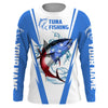 Maxcorners Tuna Fishing American Flag Custom Fishing Shirts, Patriotic Fishing gifts Fishing jerseys | blue LM0501