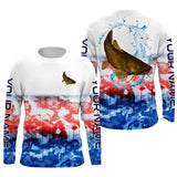 Maxcorners Customize Name Red, White, Blue Fishing 3D Shirts