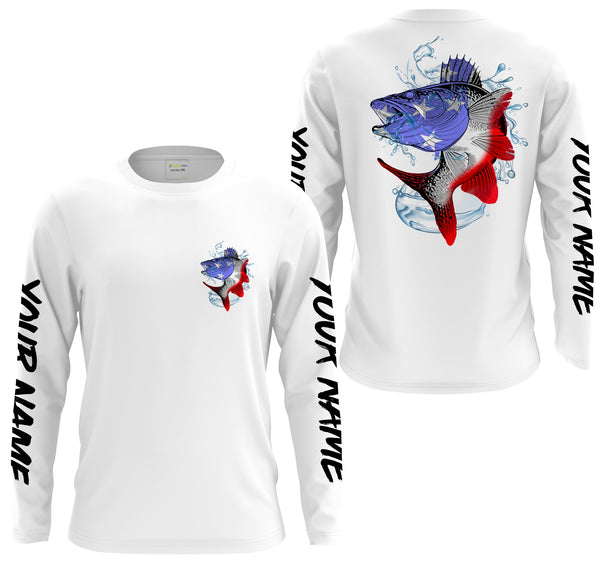 Maxcorners Walleye Fishing American Flag Customize Name 3D Shirts