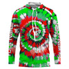 Maxcorners Green and red Christmas Tie dye Custom Shirts, Long Sleeve performance Christmas Fishing gifts LM0201