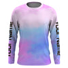 Maxcorners Pink Shibori Tie Dye Camo Long Sleeve Uv Protection Fishing Shirts LM0201