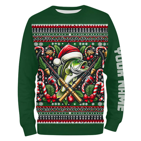 Maxcorners Bass Fishing Ugly Sweater Pattern Christmas Custom Fishing Shirts Personalized Fishing Gifts 2 LM2408